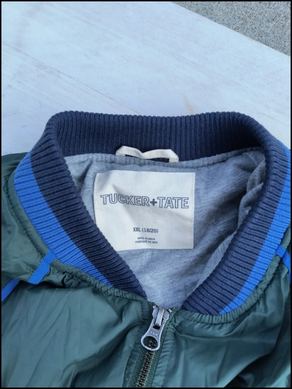 TUCKER+TATE Boys sz 18/20 green blue trim zip jacket Windbreaker jacket XXL